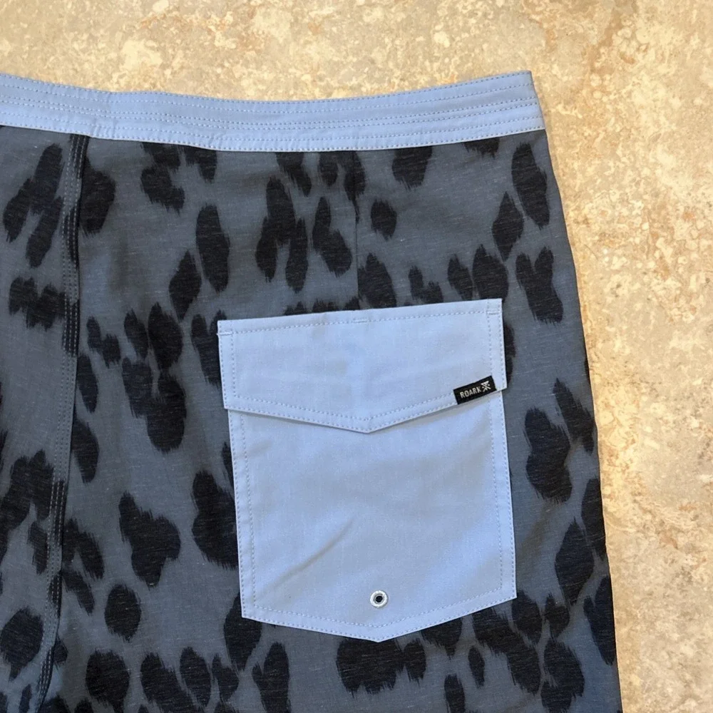 Roark The Chiller Boardshorts Mens 38 Grey Leopard Print Surf Swim Trunks 7